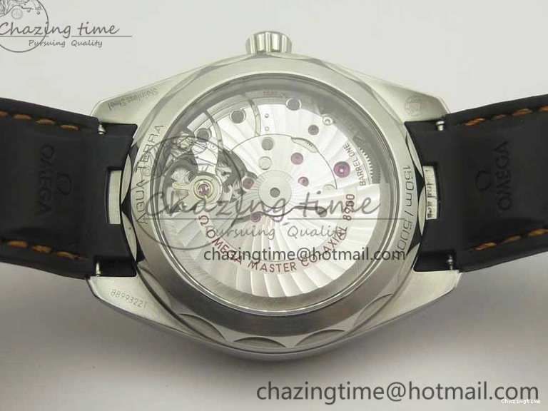 0411 SmoothTexture Aqua Terra 150M Master Chronometers VSF 1:1 Best Edition White Dial Orange Hand on Black Rubber Strap A8900 Super Clone 8011